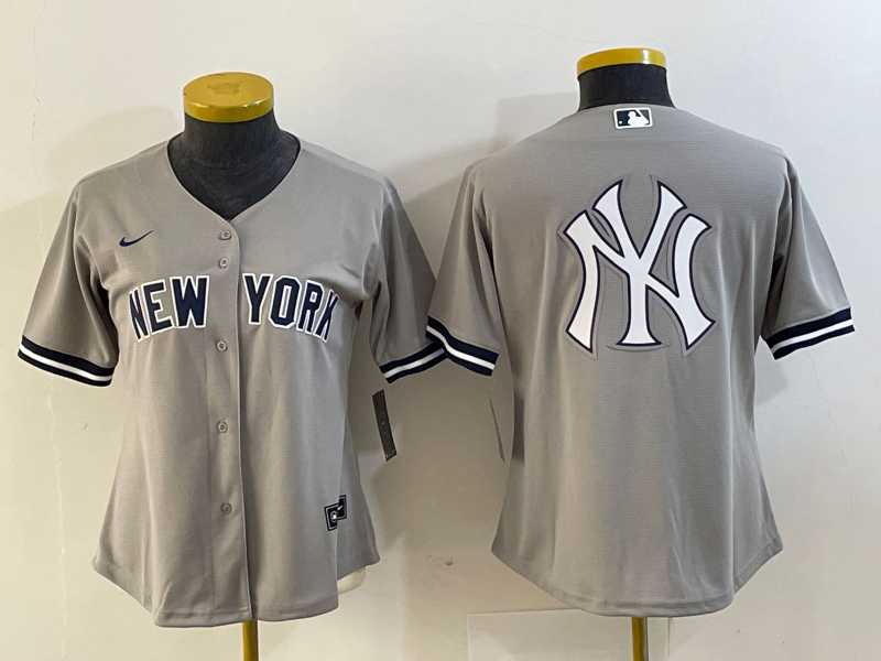 Women%27s New York Yankees Blank Gray Stitched MLB Cool Base Nike Jersey1